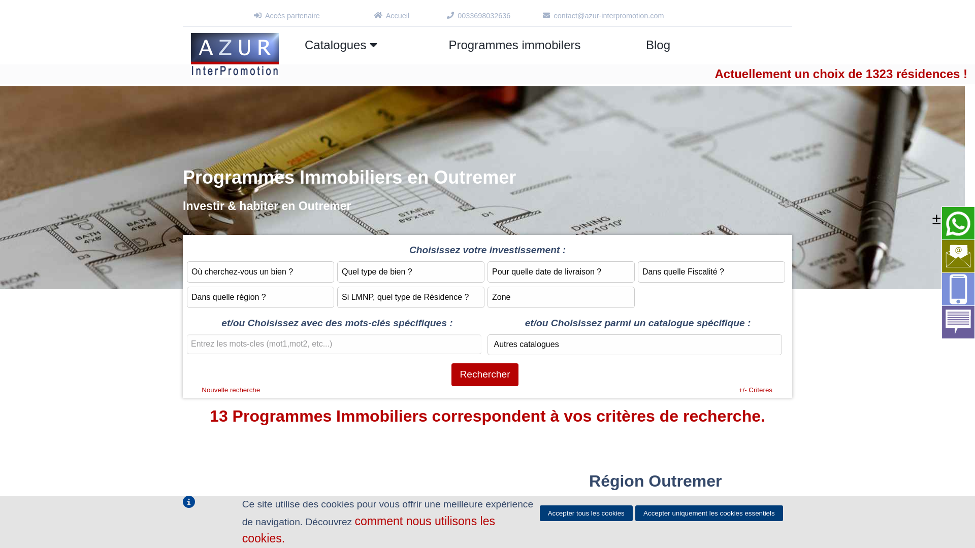 Capture d'écran de Un large choix de résidences en outremer pour investir, votre résidence principale ou secondaire