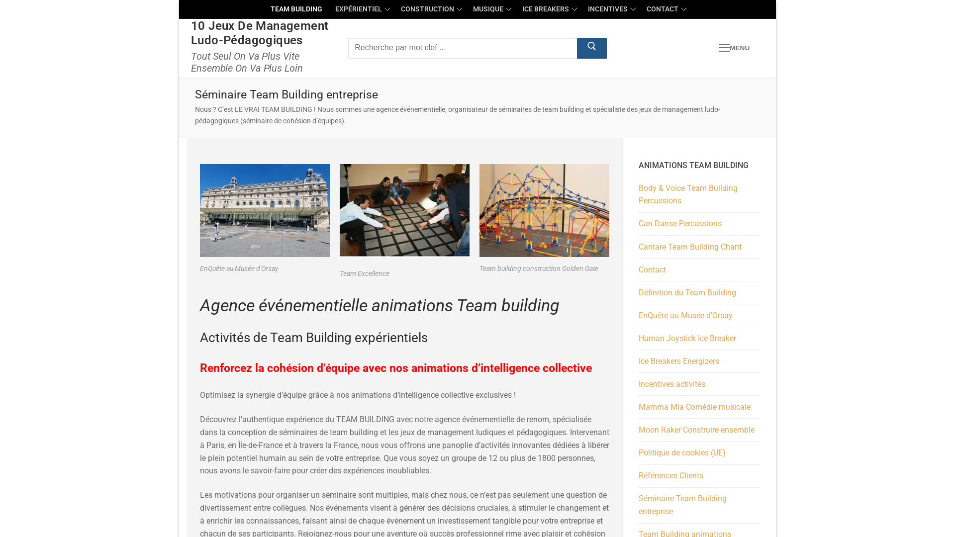 Capture d'écran de Organisateur de séminaires Team Building et Incentive