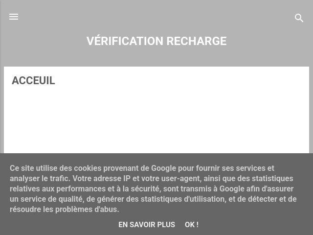 Capture d'écran de VÉRIFICATION RECHARGE