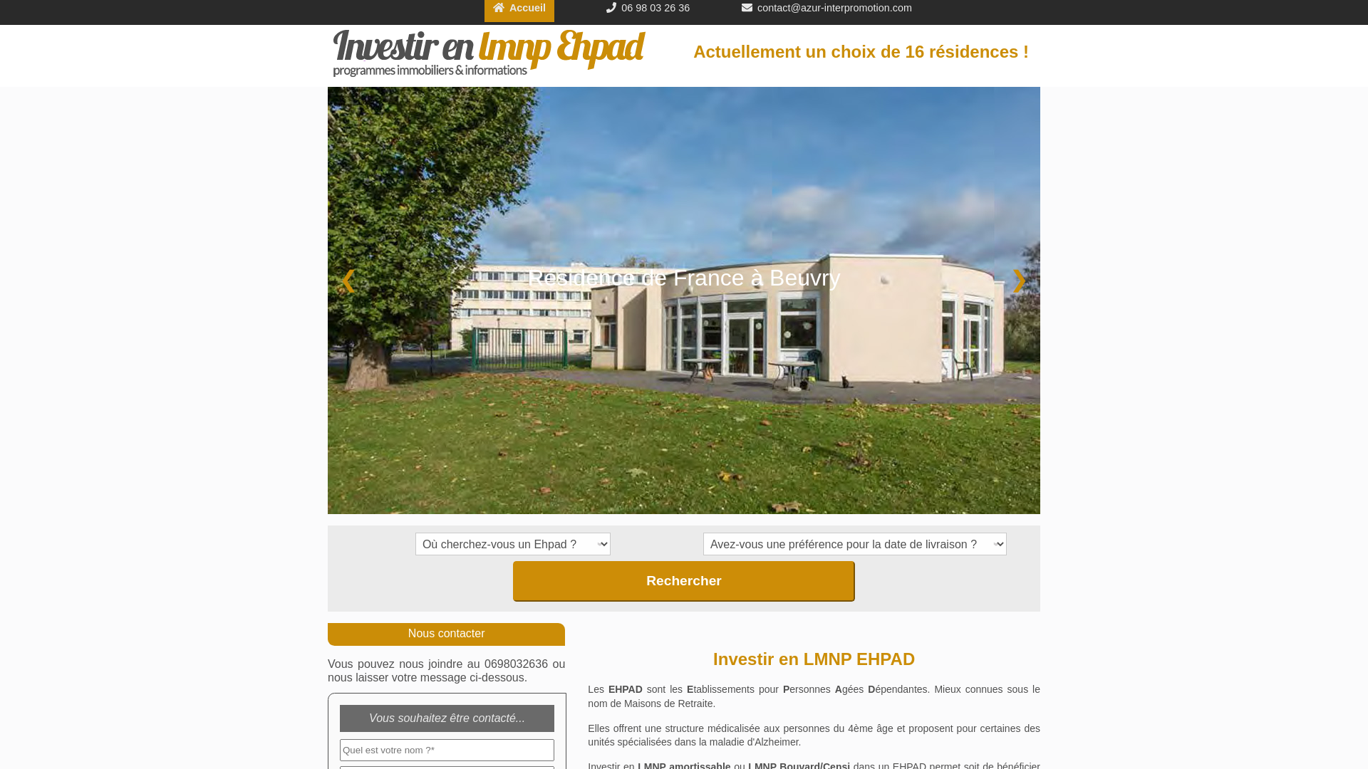 Capture d'écran de Un large choix de résidences pour investir en lmnp ehpad