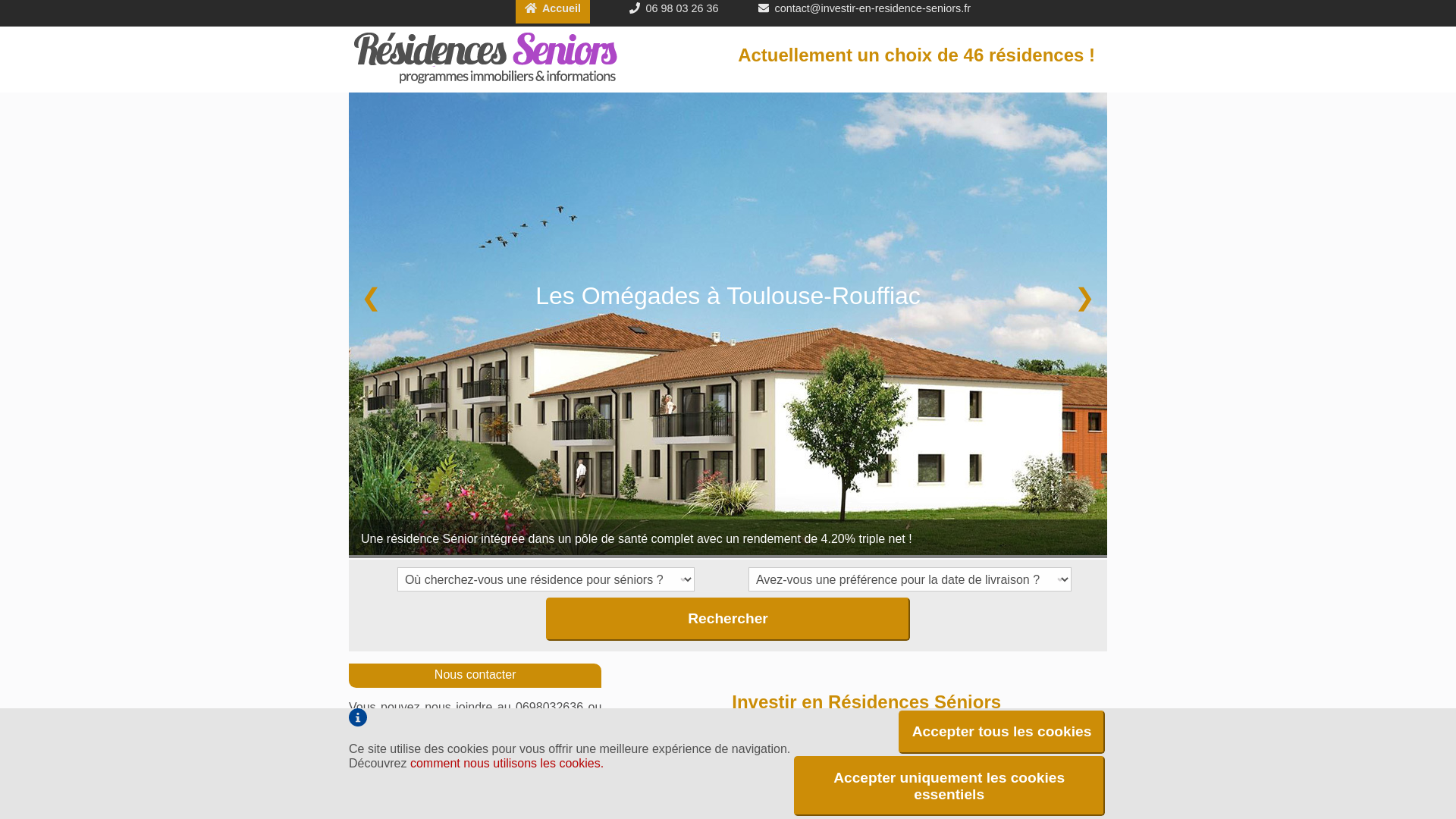 Capture d'écran de Un large choix de résidences seniors pour investir en lmnp ou en loi pinel