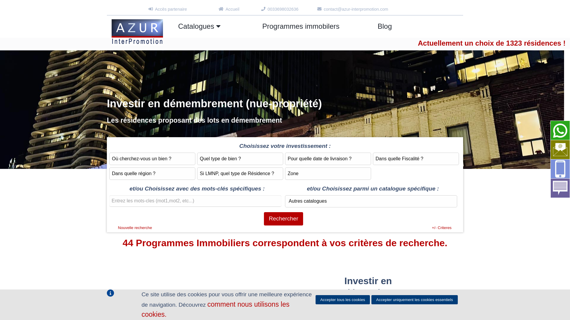 Capture d'écran de Un large choix de biens en nue-propriété pour investir en démembrement