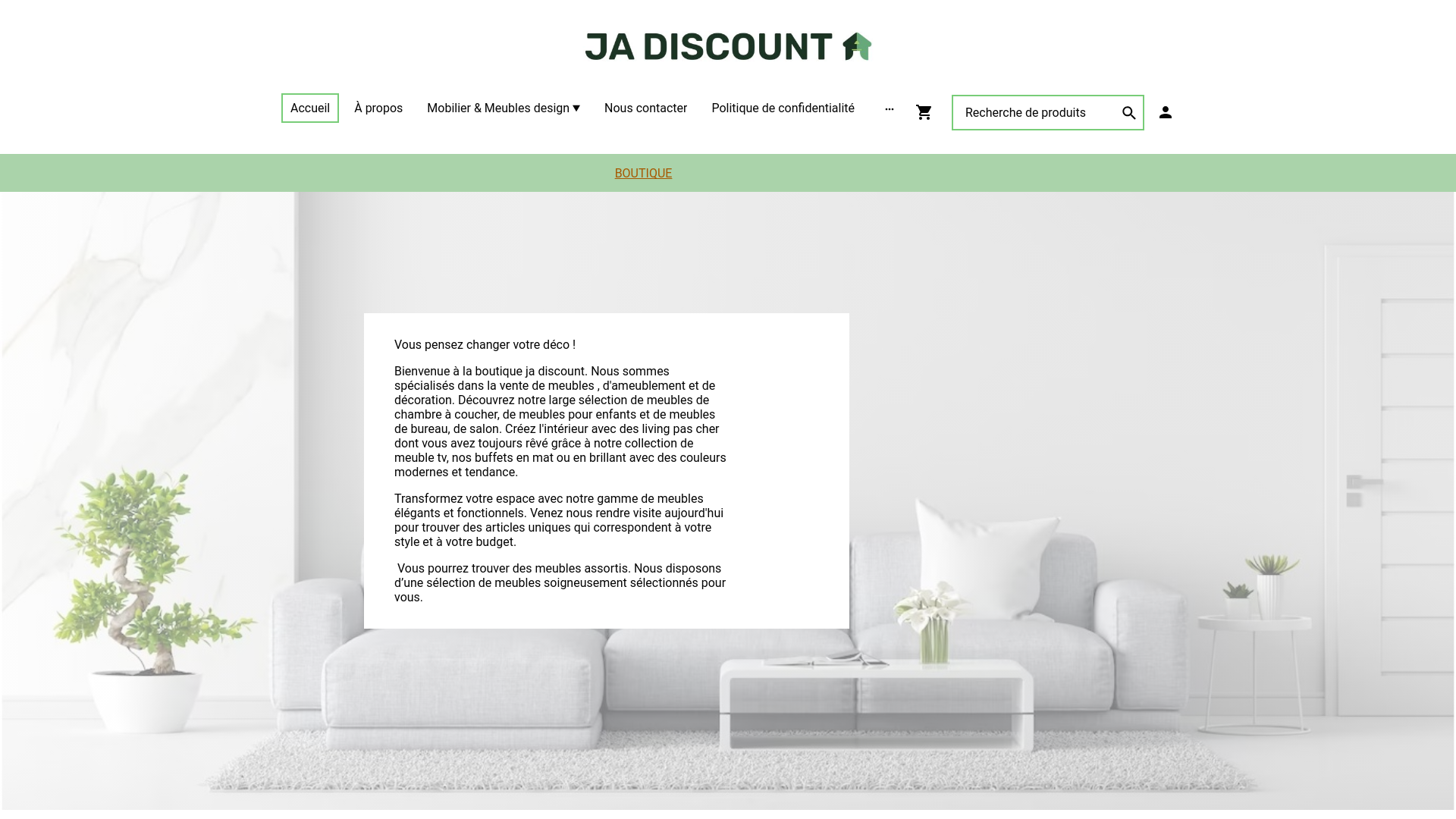 Capture d'écran de Ja discount vente en ligne de meubles et objets de décoration pour la maison 