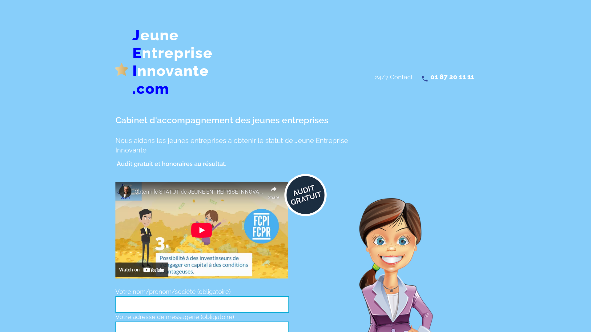Capture d'écran de Obtenez rapidement le statut de jeune entreprise innovante (JEI). Financement, innovation. Aides et subventions.  Audit gratuit et honoraires au résultat.