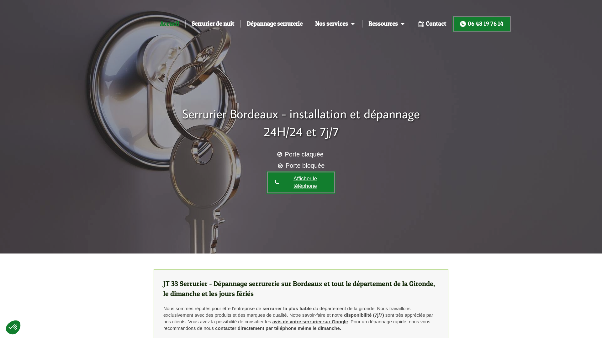Capture d'écran de Serrurier Bordeaux JT33