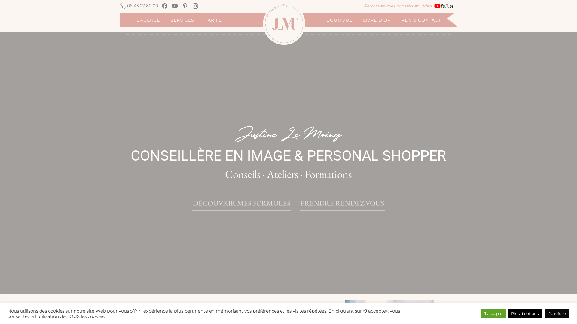 Capture d'écran de Justine Le Moing, Agence de conseil en Image, Relooking, Personal Shopper, Styliste Privée