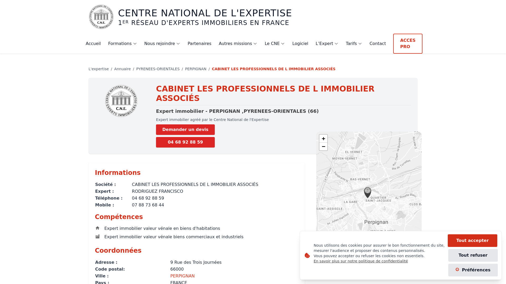 Capture d'écran de CABINET LES PROFESSIONNELS DE L IMMOBILIER ASSOCIÉS
Expert immobilier PERPIGNAN, PYRENEES-ORIENTALES (66)