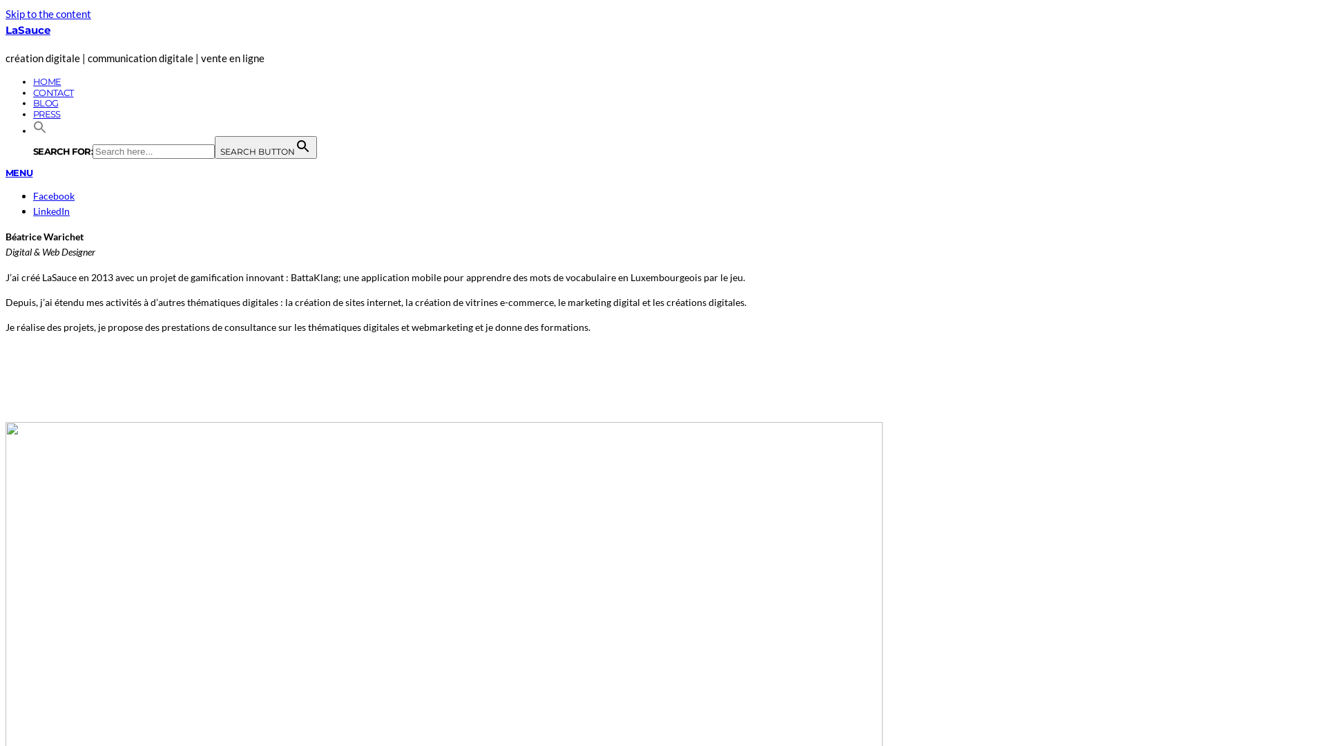 Capture d'écran de LaSauce société luxembourgeoise d'apprentissage par le jeu