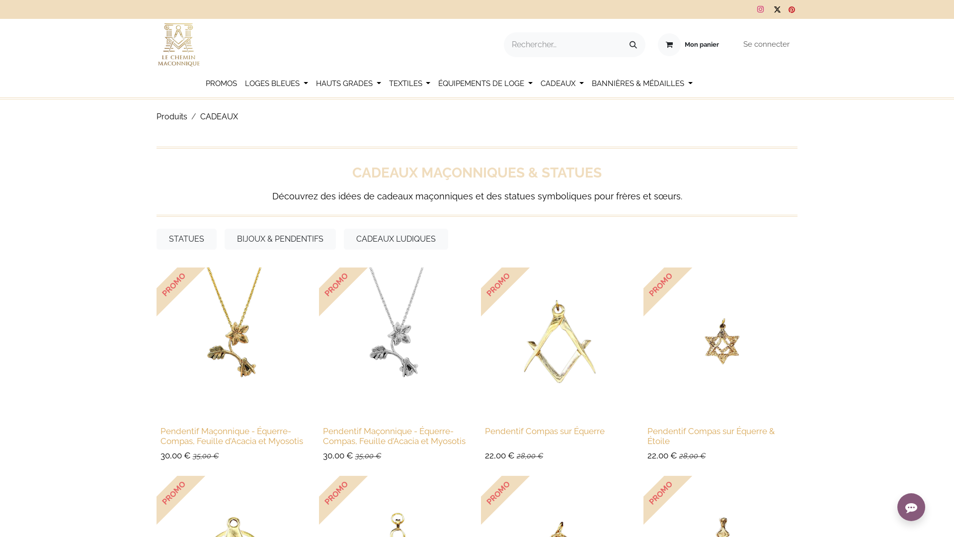 Capture d'écran de Décoration et Arts Maçonniques – Statues, Bijoux et Peintures