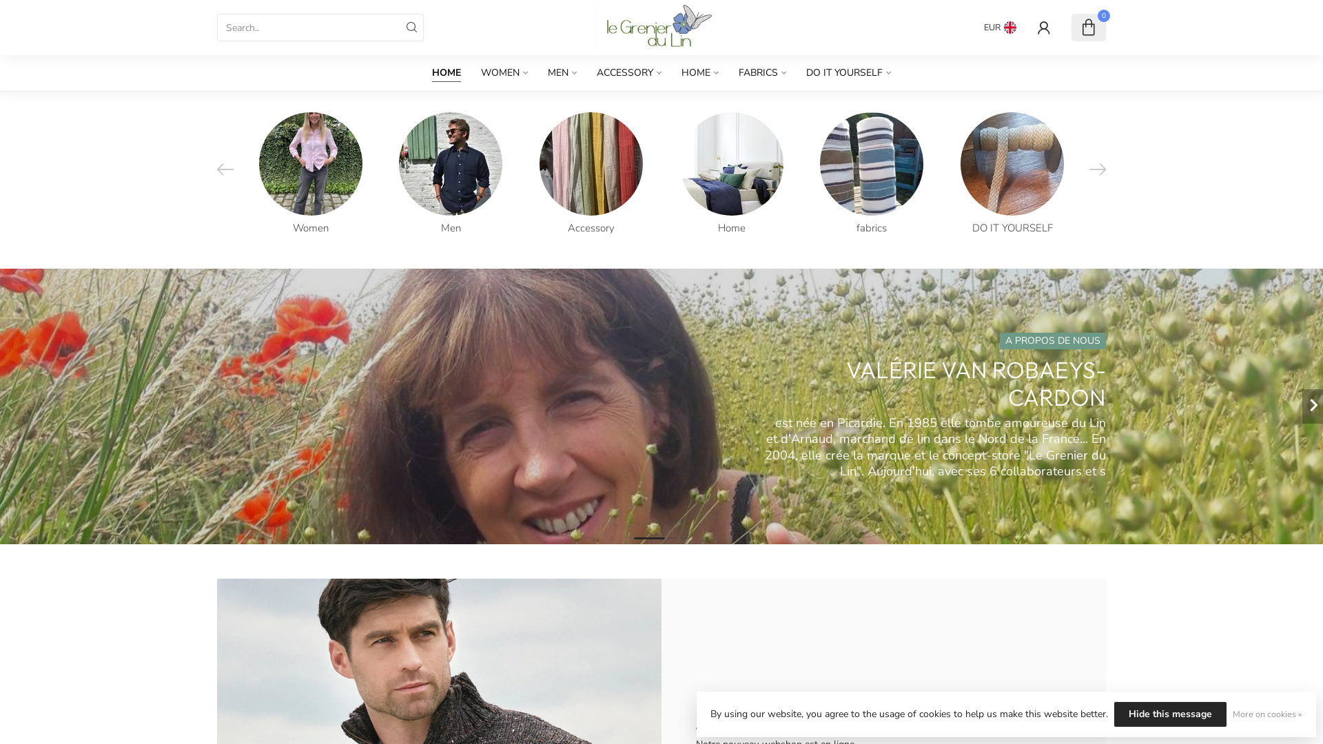 Capture d'écran de Vente en ligne et en magasin d'articles en lin dans les Flandres.