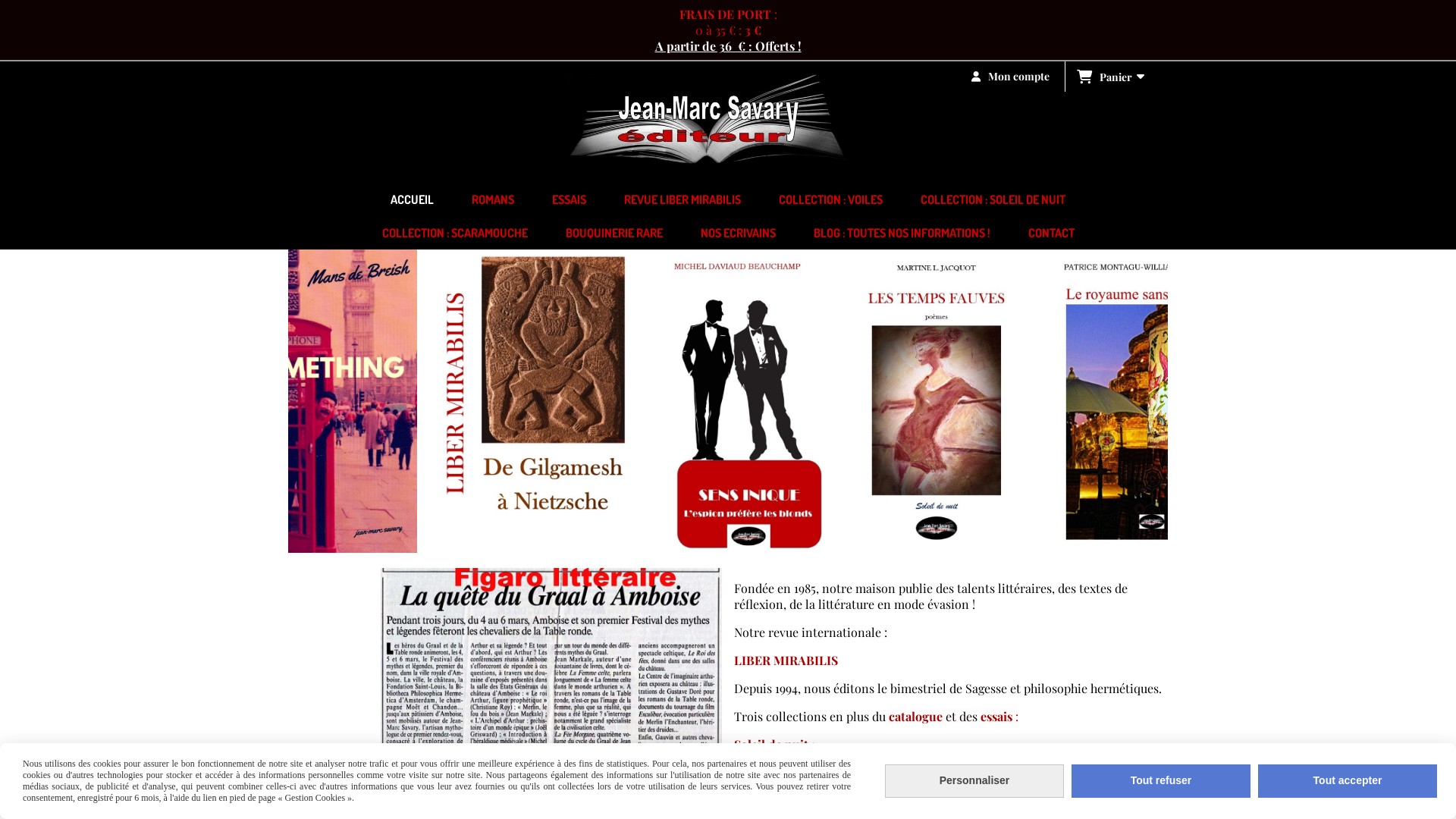 Capture d'écran de EDITEUR DE LIVRES NEUFS ET ANCIENS EN LITTERATURE ET ESOTERISME, HERMETISME. EDITEUR DE NOUVEAUX ECRIVAINS. BOUQUINISTE. LIBRAIRIE.