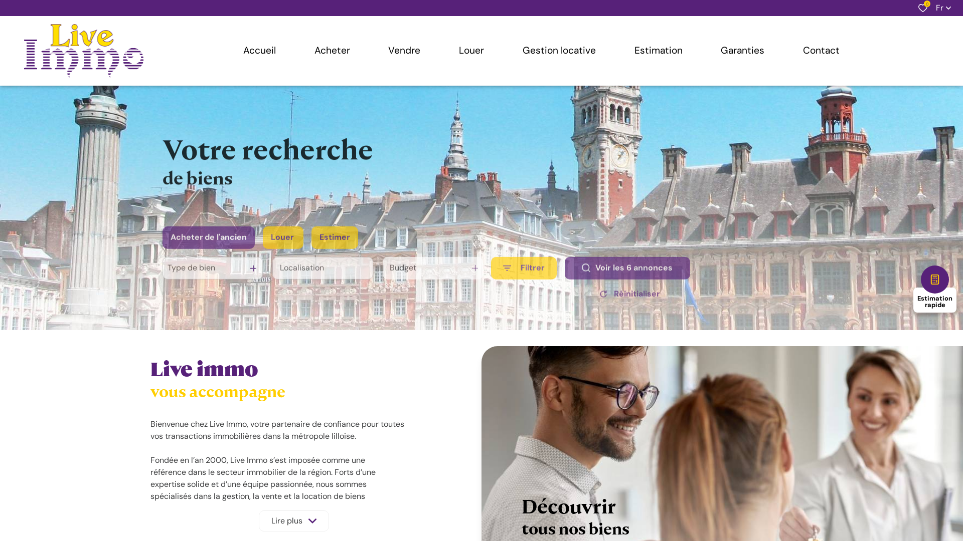 Capture d'écran de Immobilier Lille, immobilier Marcq en Baroeul, immobilier Lille Vauban, Immobilier Lille St Maur