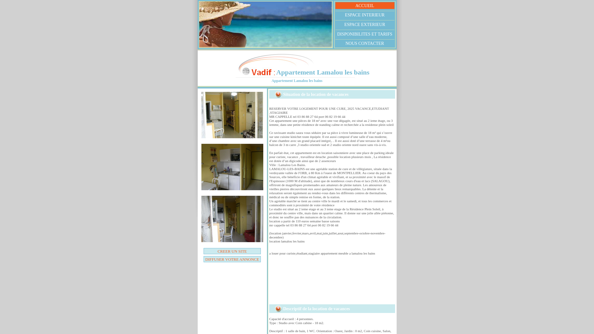 Capture d'écran de Location appartement studio cure lamalou les bains