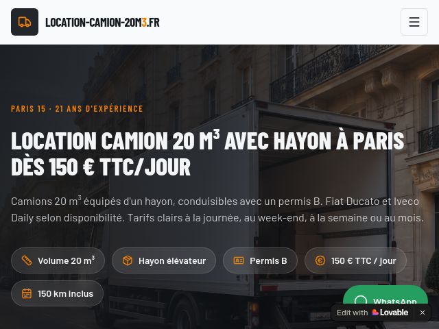 Location Camion 20m3 hayon Paris
