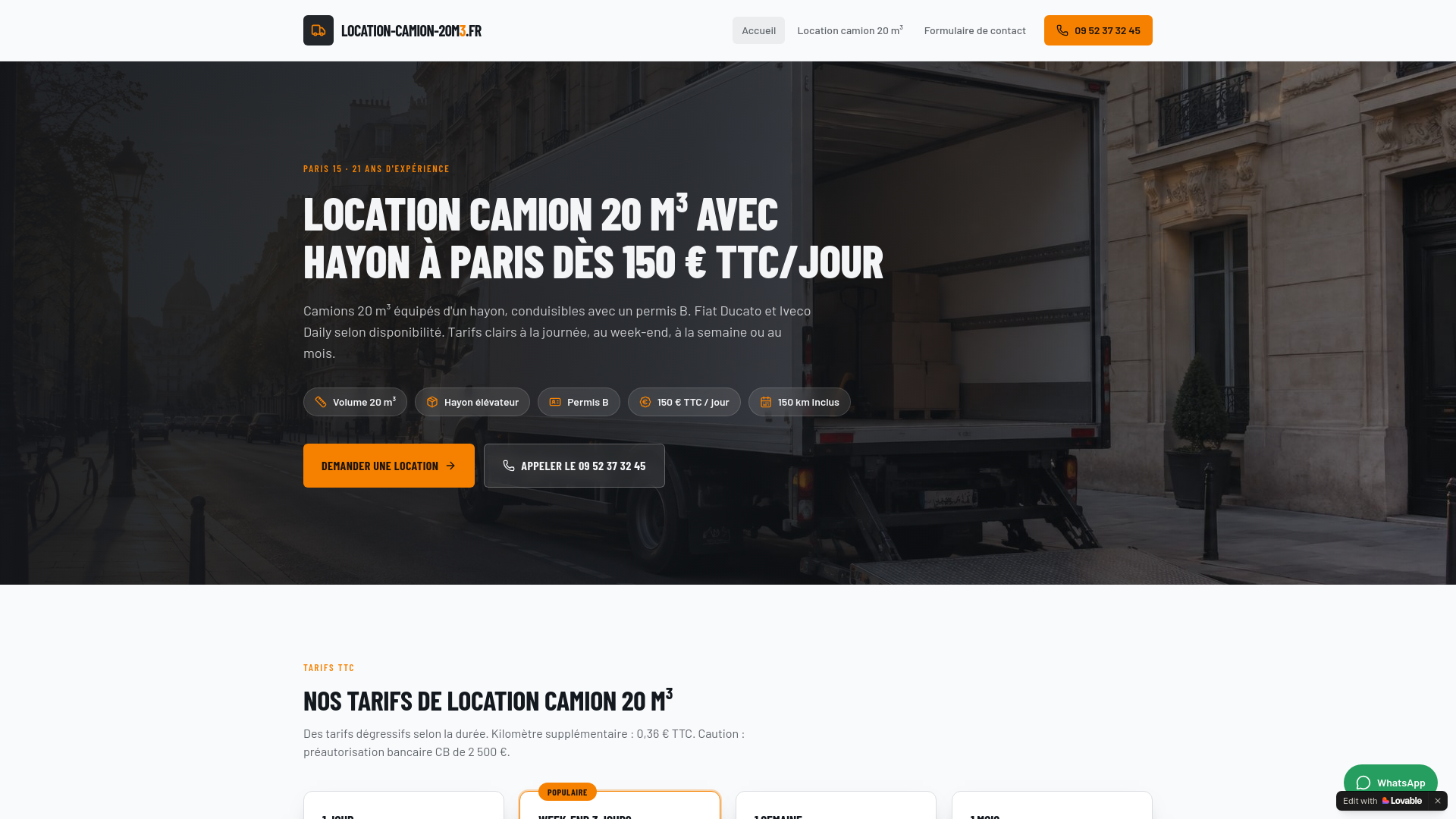 Aperçu de Location Camion 20m3 hayon Paris