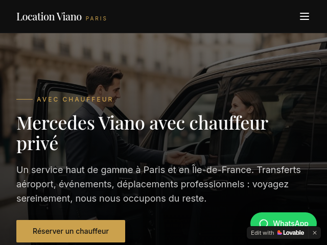 Location de van Mercedes Viano sur Paris 15e, avec ou sans chauffeur.
