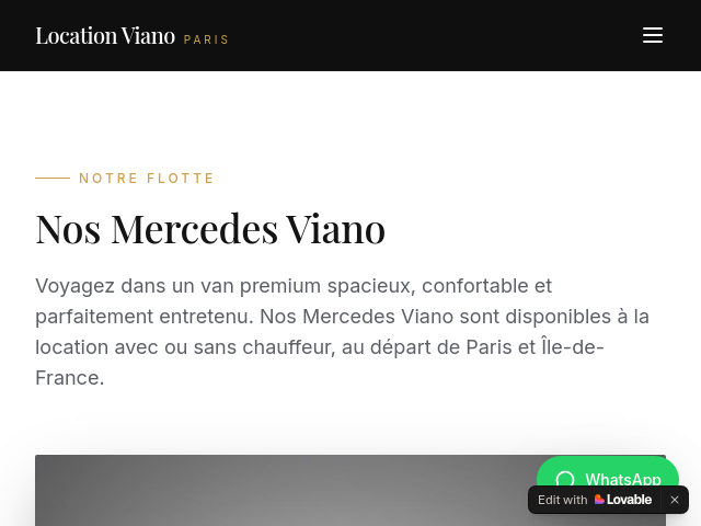 Location de van Mercedes Viano sur Paris 15e, avec ou sans chauffeur.
