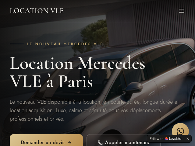 Location de van Mercedes VLE sur Paris 15e, avec ou sans chauffeur.