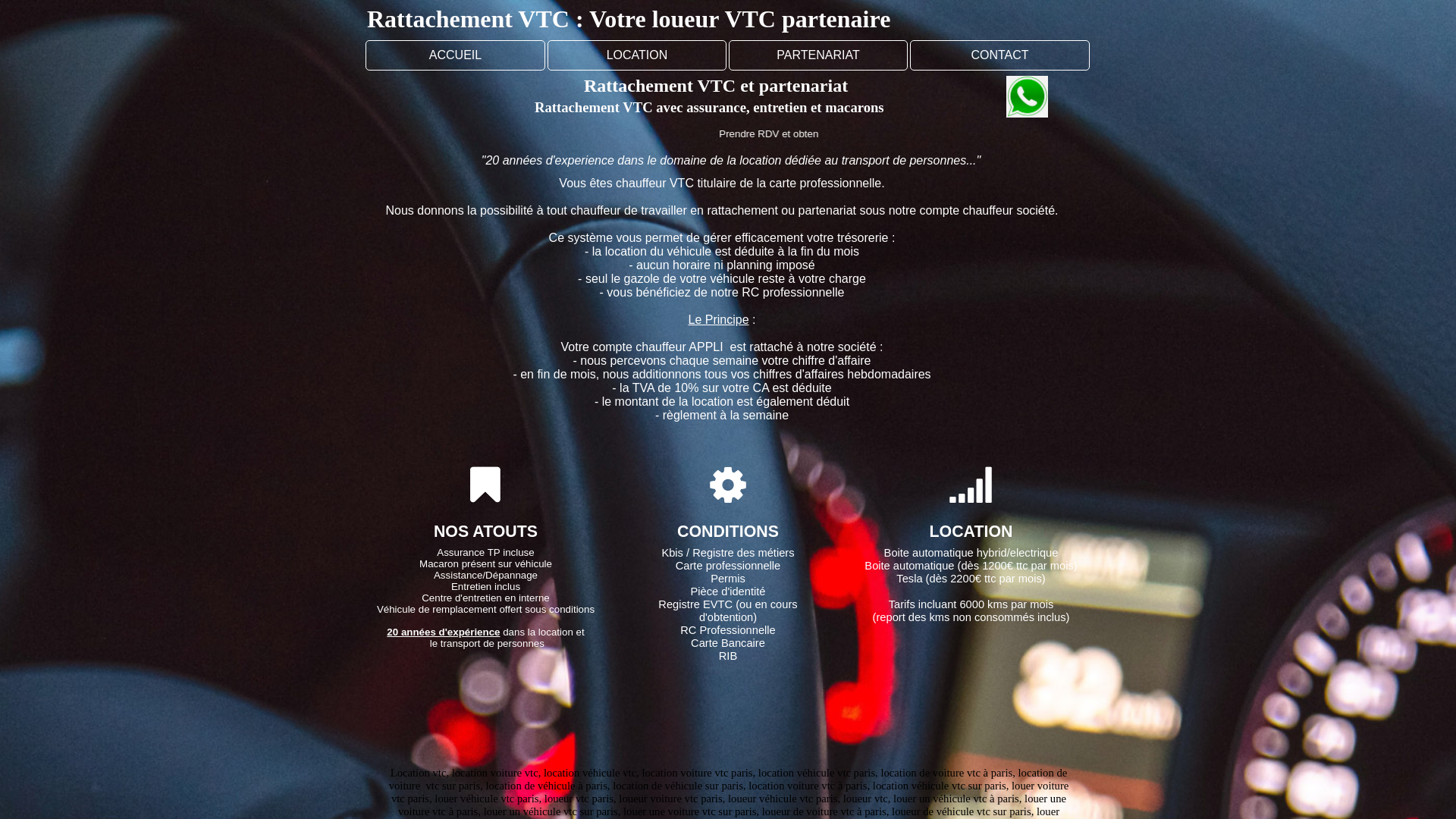 Capture d'écran de Rattachement VTC et partenariat VTC pour chauffeur VTC sur Paris