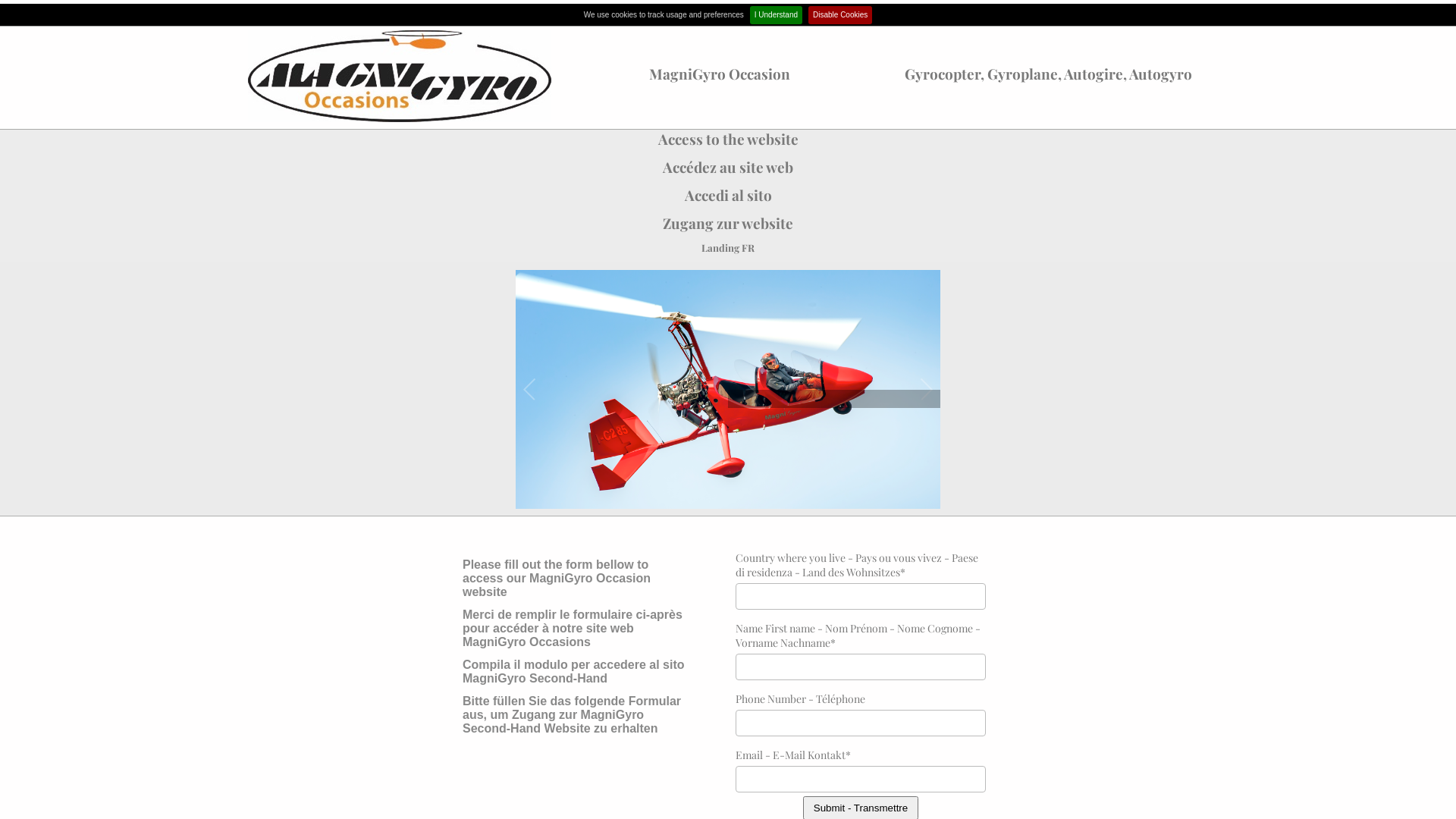 Capture d'écran de Site officiel Magnigyro France autogire autogires occasion occasions M14 M16 M22 M24 gyrocopter autogyro
