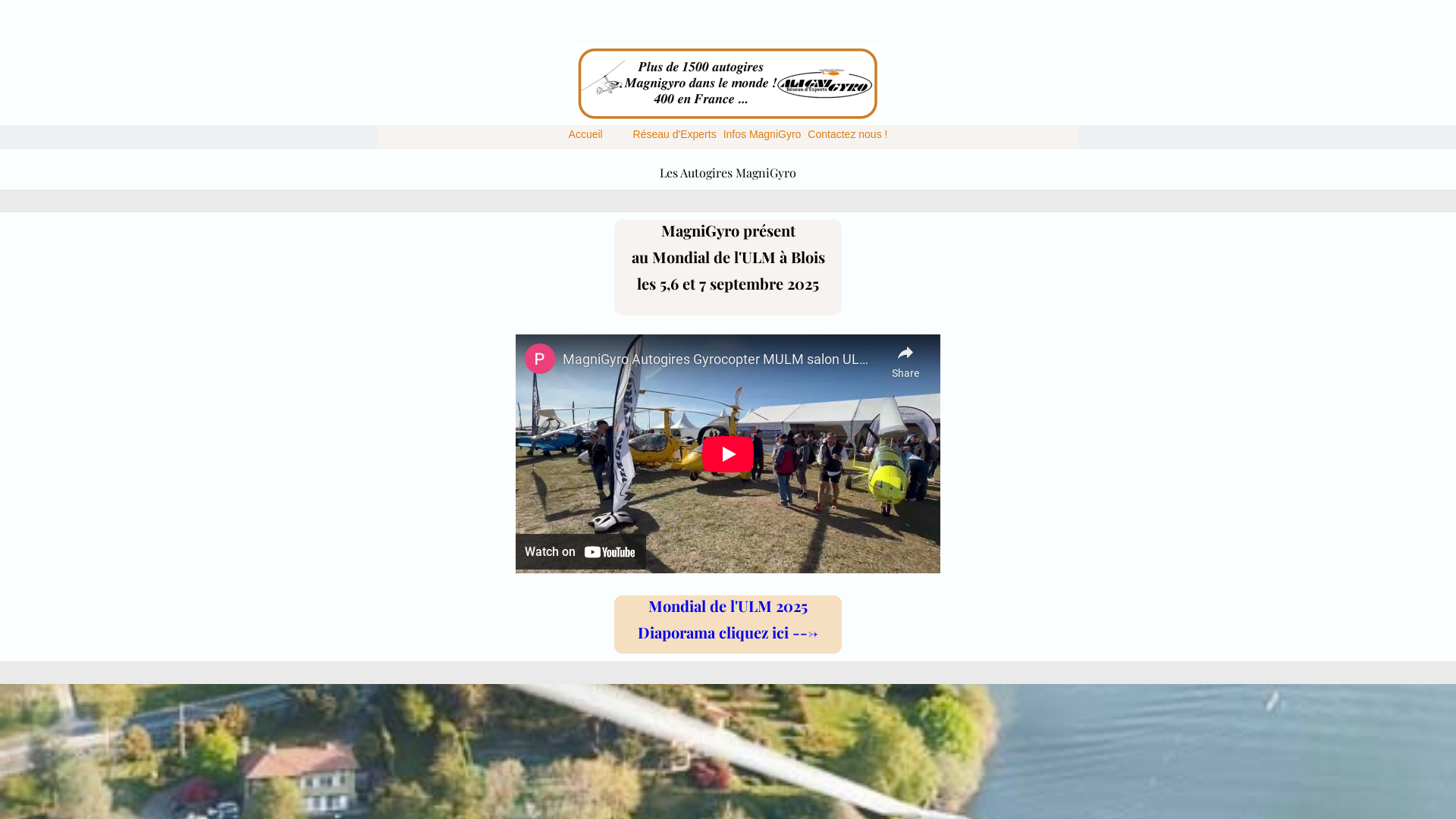 Capture d'écran de MagniGyro autogires autogyres ULM pour loisirs professionnels travail aerien baptemes formation ecole de pilotage et formation d'instructeurs maintenance neuf et occasion