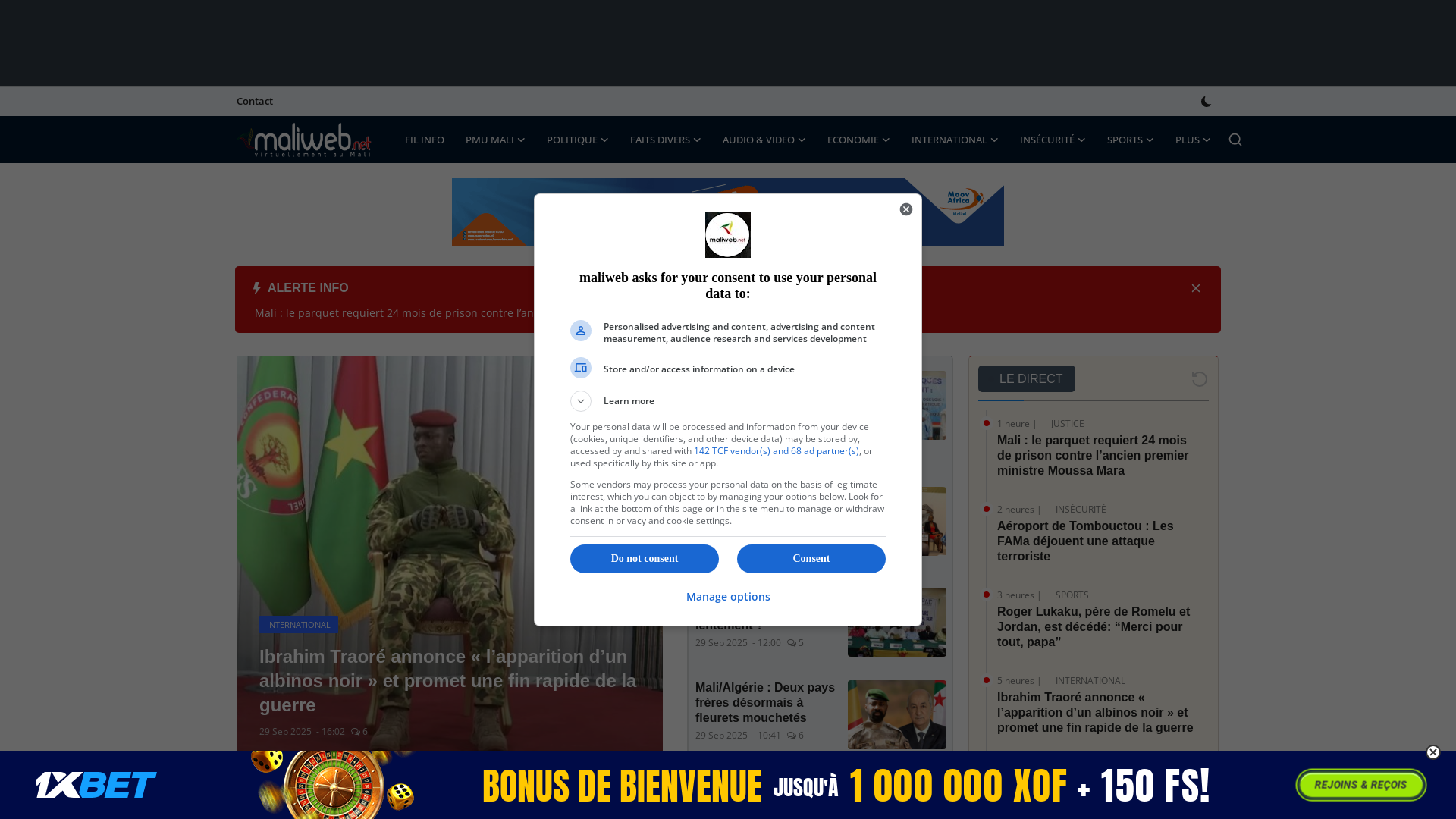 Capture d'écran de Maliweb.net - actualité et nouvelles du Mali