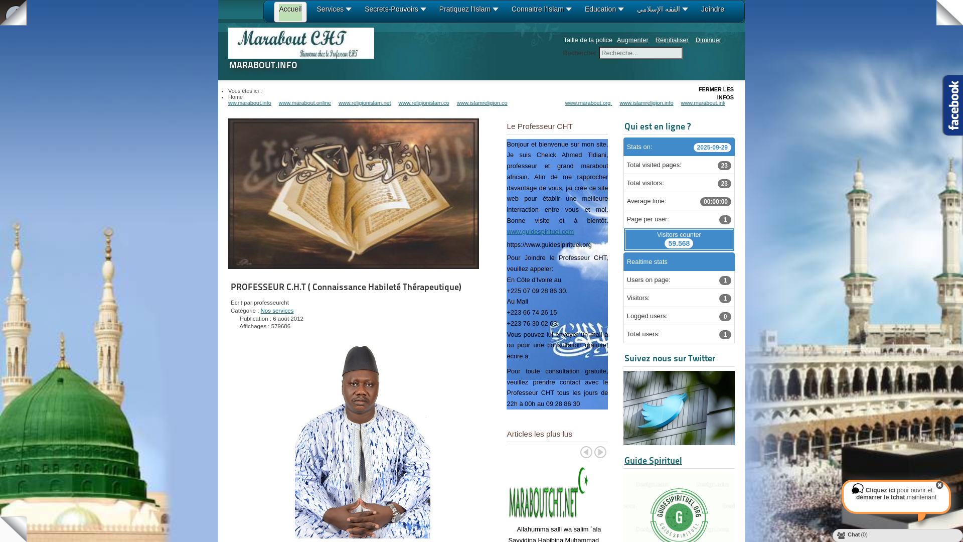 Capture d'écran de Bienvenue sur le site du Professeur Cheick Ahmed Tidiane Kouréissi.