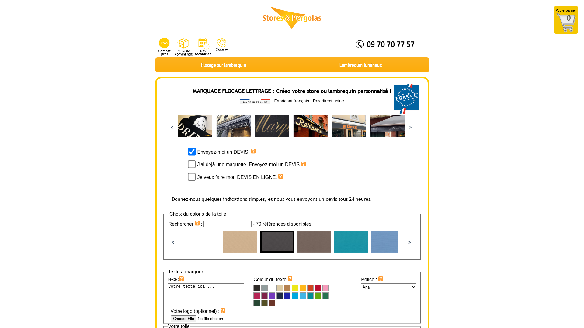 Capture d'écran de Marquage de store et lambrequin, flocage, et lettrage.
