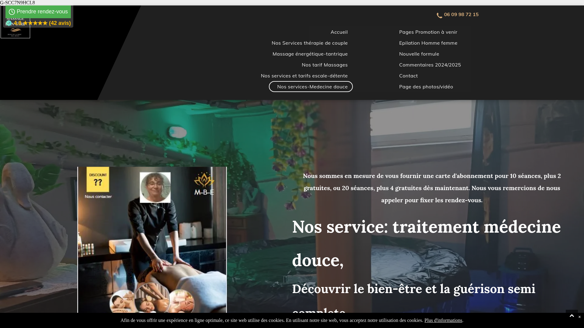 Capture d'écran de Nos service: traitement médecine douce, 