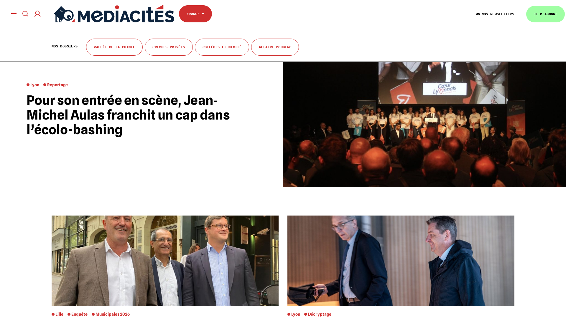Capture d'écran de Mediacités est un site d'information français d'actualités indépendant en ligne - Média d'investigation 