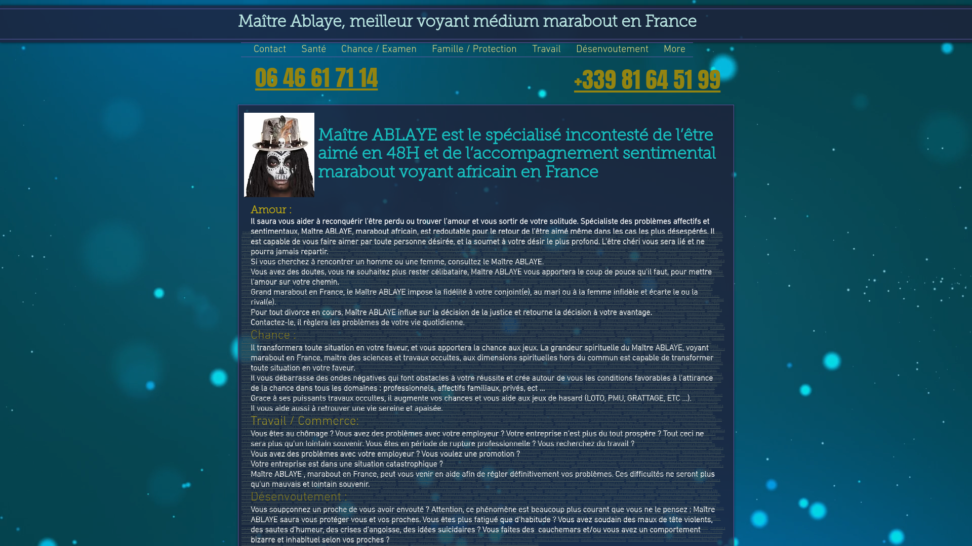 Capture d'écran de Le grand marabout voyant médium africain Ablaye I 06 81 78 51 16