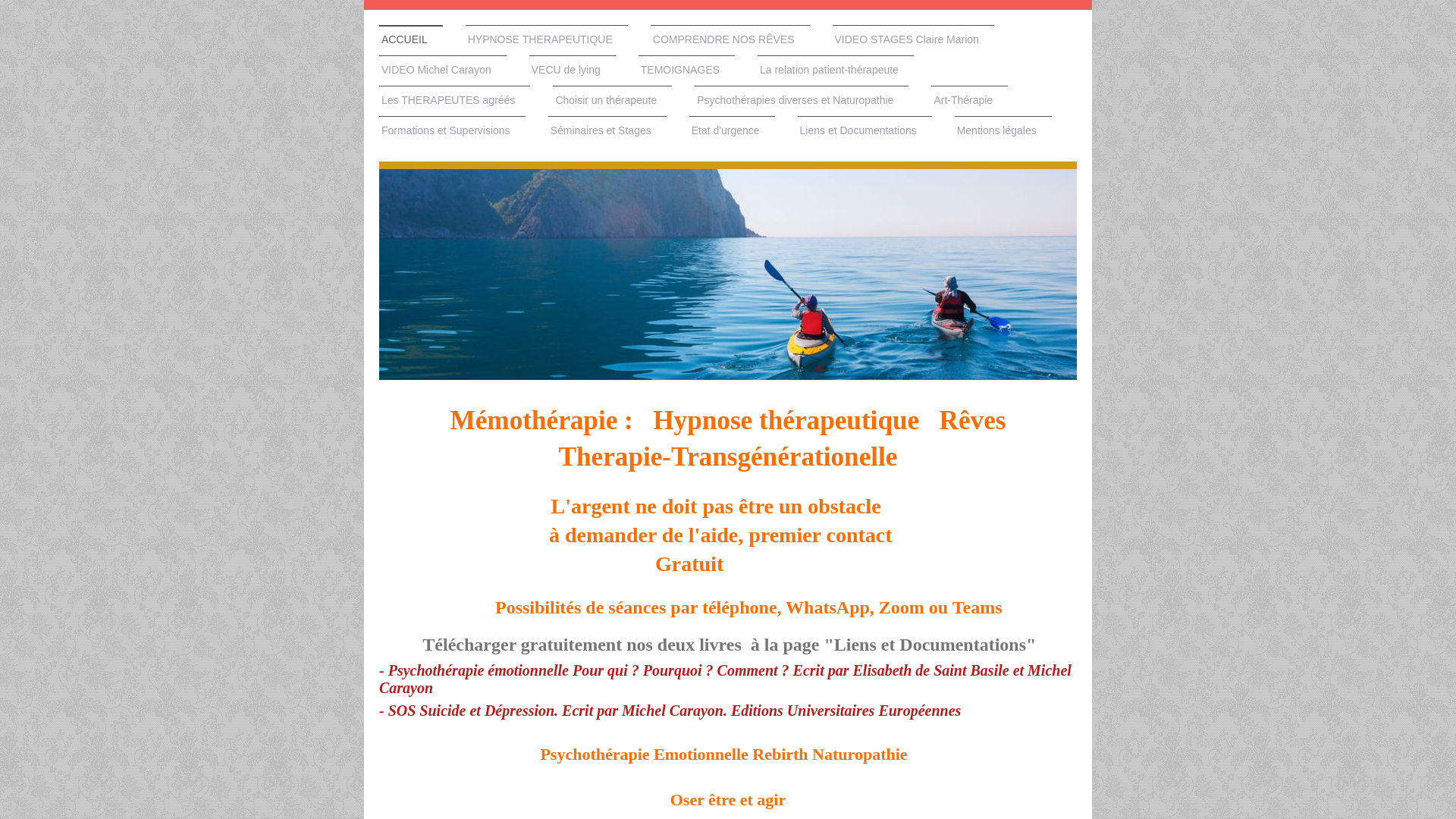 Capture d'écran de Mémothérapie Vivre en Pleine Conscience 
Psychothérapie Emotionnelle Rebirth
Hypnose Ericksionenne
Hypnose
Erickson
Consultation gratuite