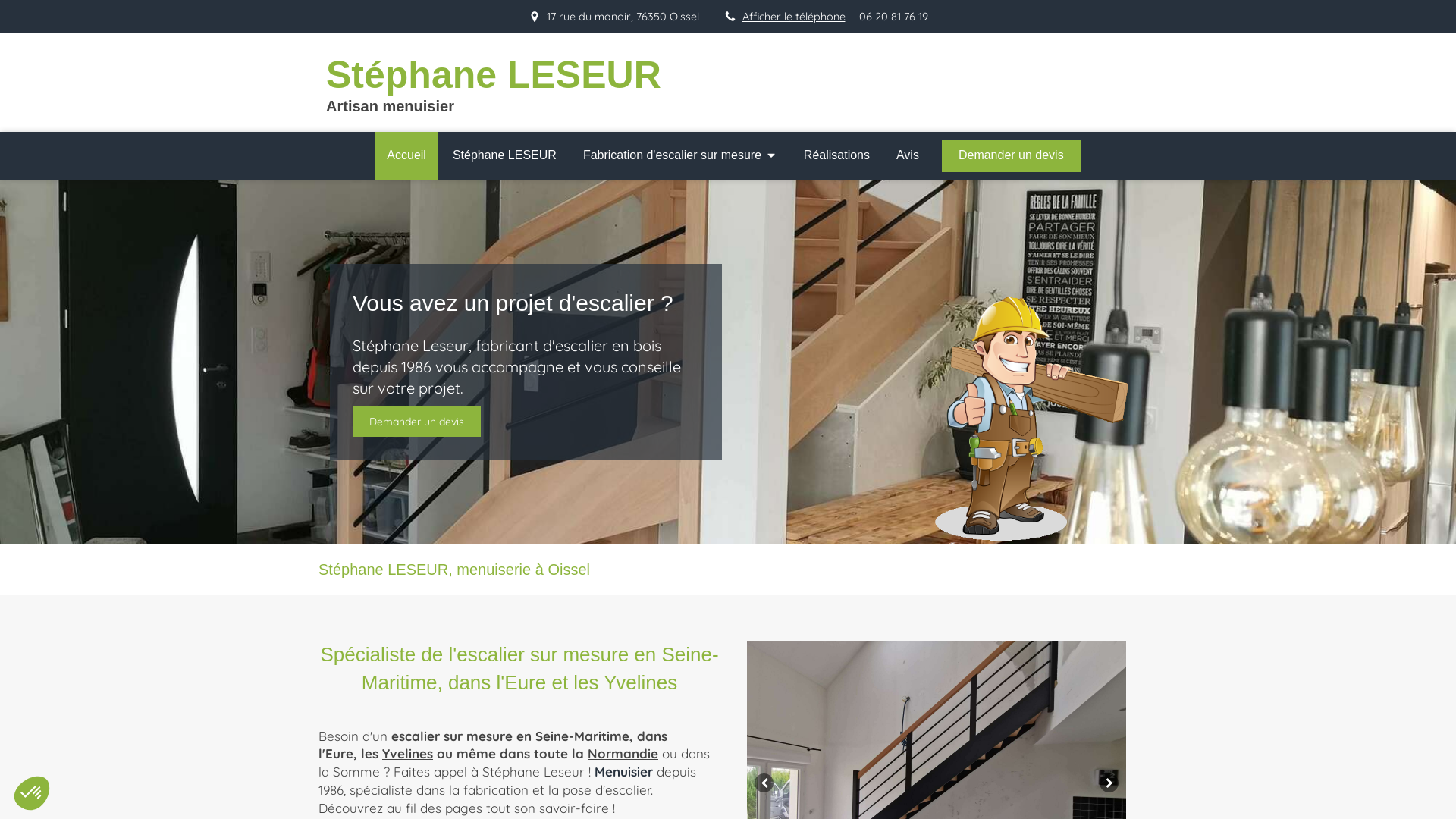 Capture d'écran de Artisan fabricant spécialiste dans l'escaliers sur mesure  depuis 1986 .