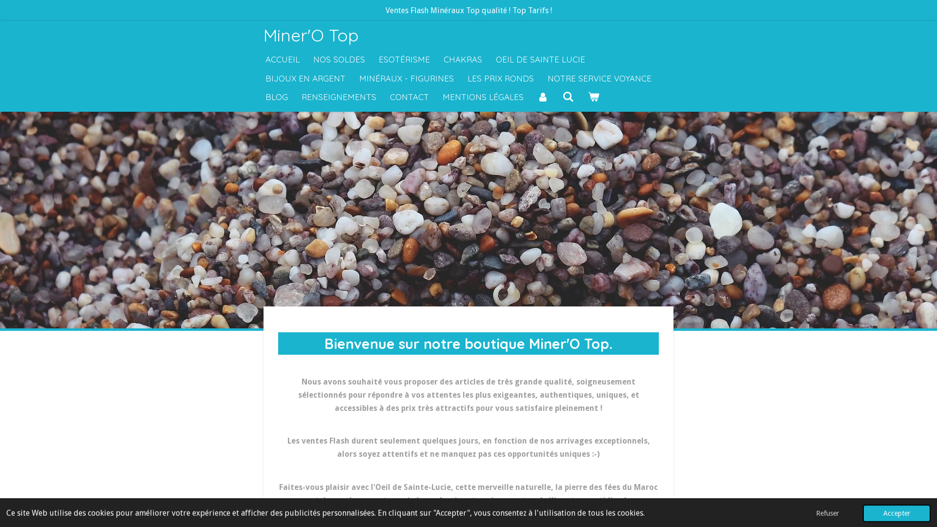 Capture d'écran de Minerotop ventes flash cristaux et minéraux, œil de sainte Lucie