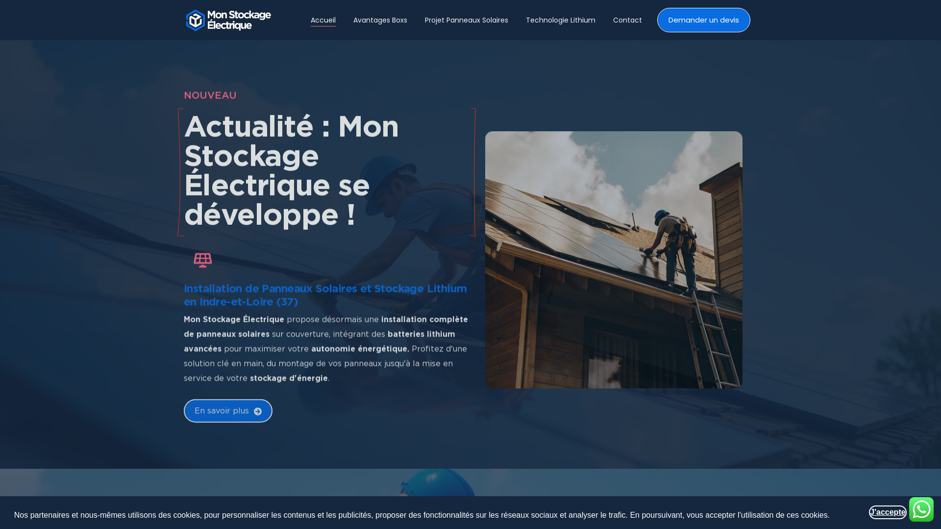 Capture d'écran de Stocker sa production d'énergie solaire pour pouvoir en profiter à tout moment, c'est la solution économique et responsable proposée par nos boxs de batteries de stockage d'électricité !