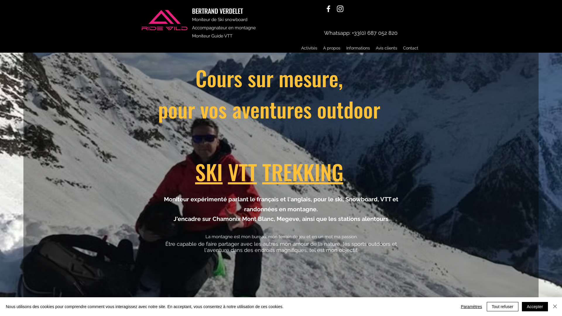 Capture d'écran de Moniteur ski megeve, moniteur de ski à megève, un moniteur de ski à Megève|Bertrand verdelet Ride Wild|France