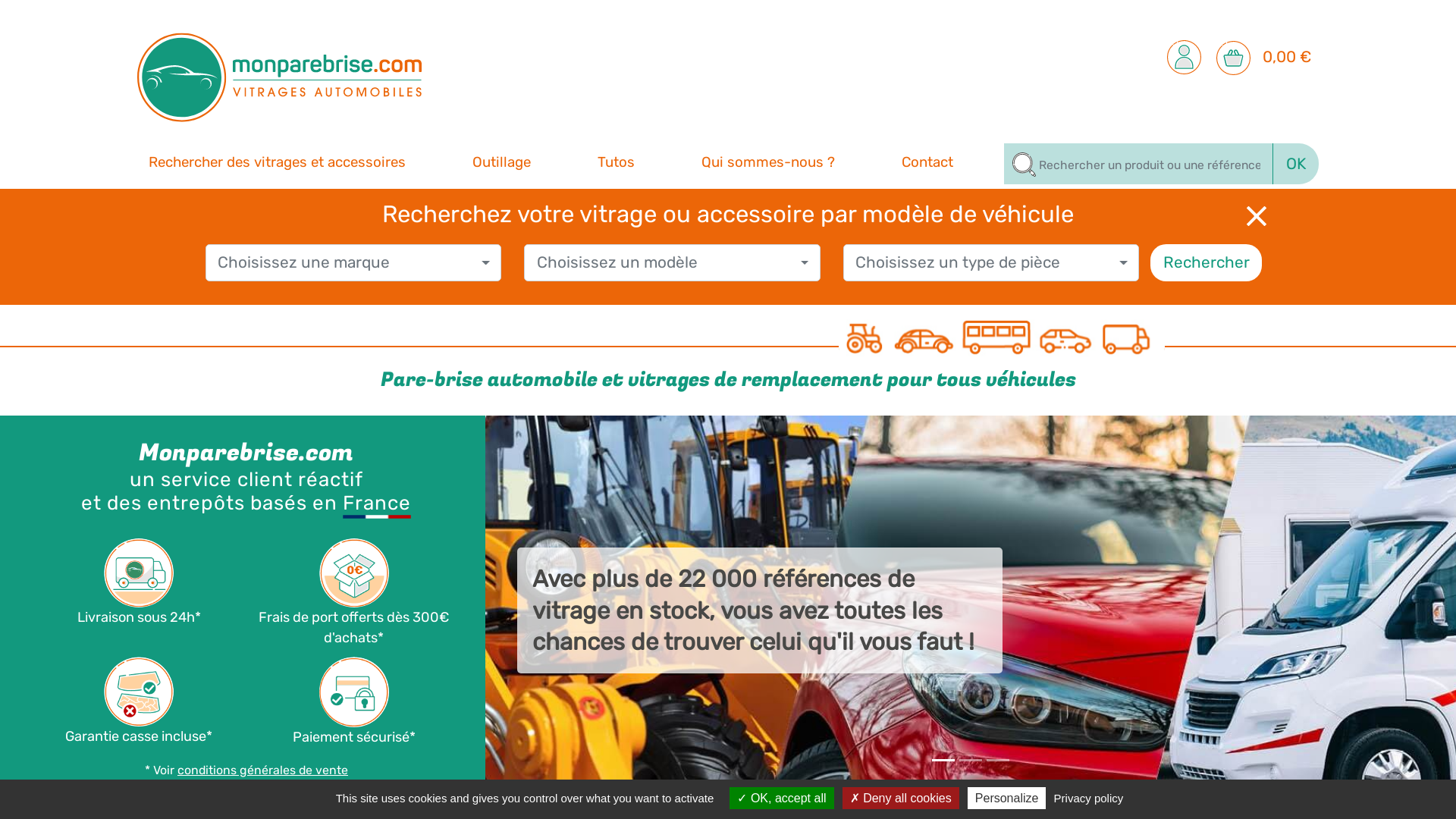 Capture d'écran de Mon pare brise - Le spécialiste du vitrage automobile discount en ligne