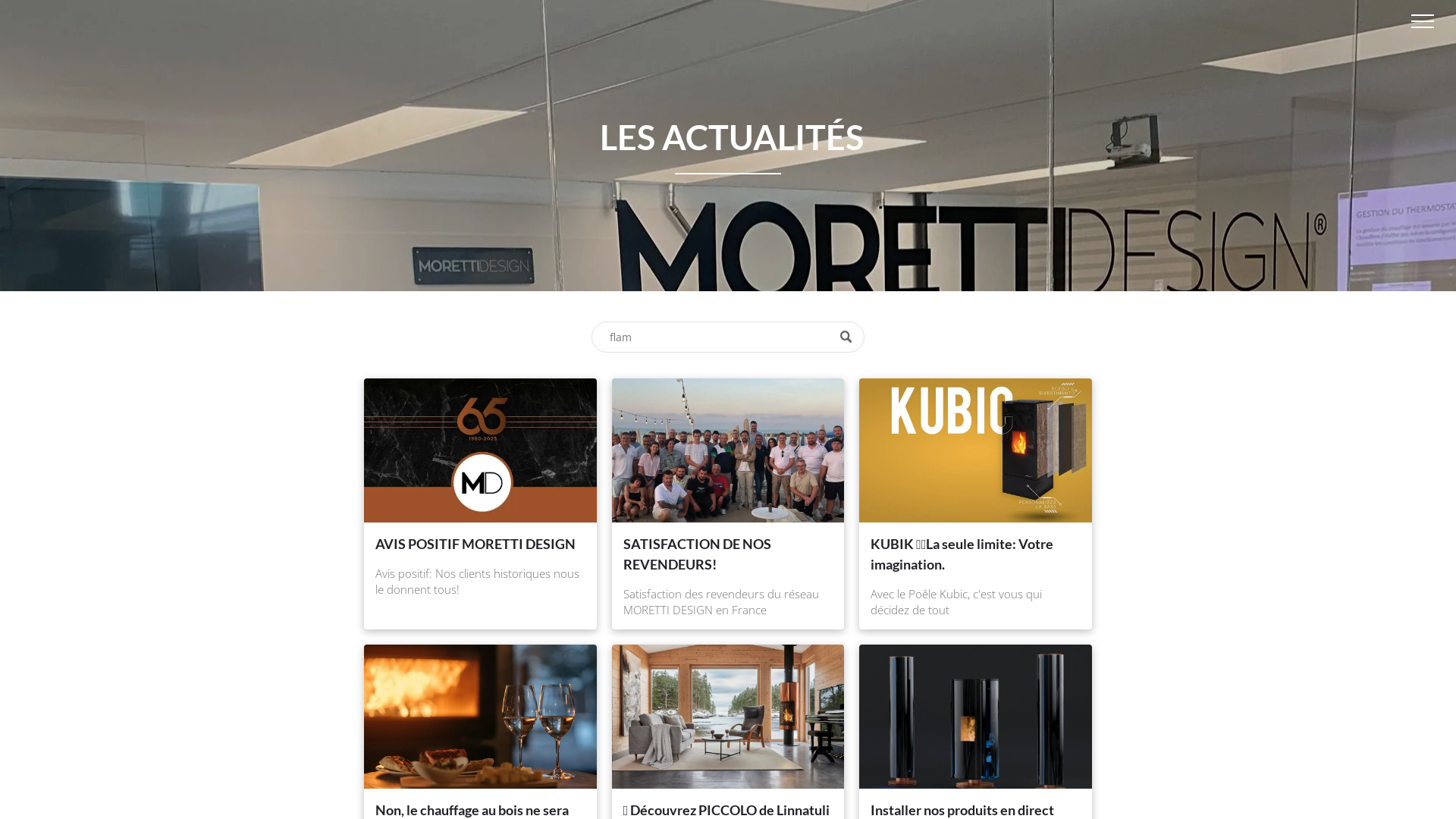 Capture d'écran de Actualités du réseau MORETTIDESIGN France, Poêles, Cheminées, Chaudières depuis 1960.