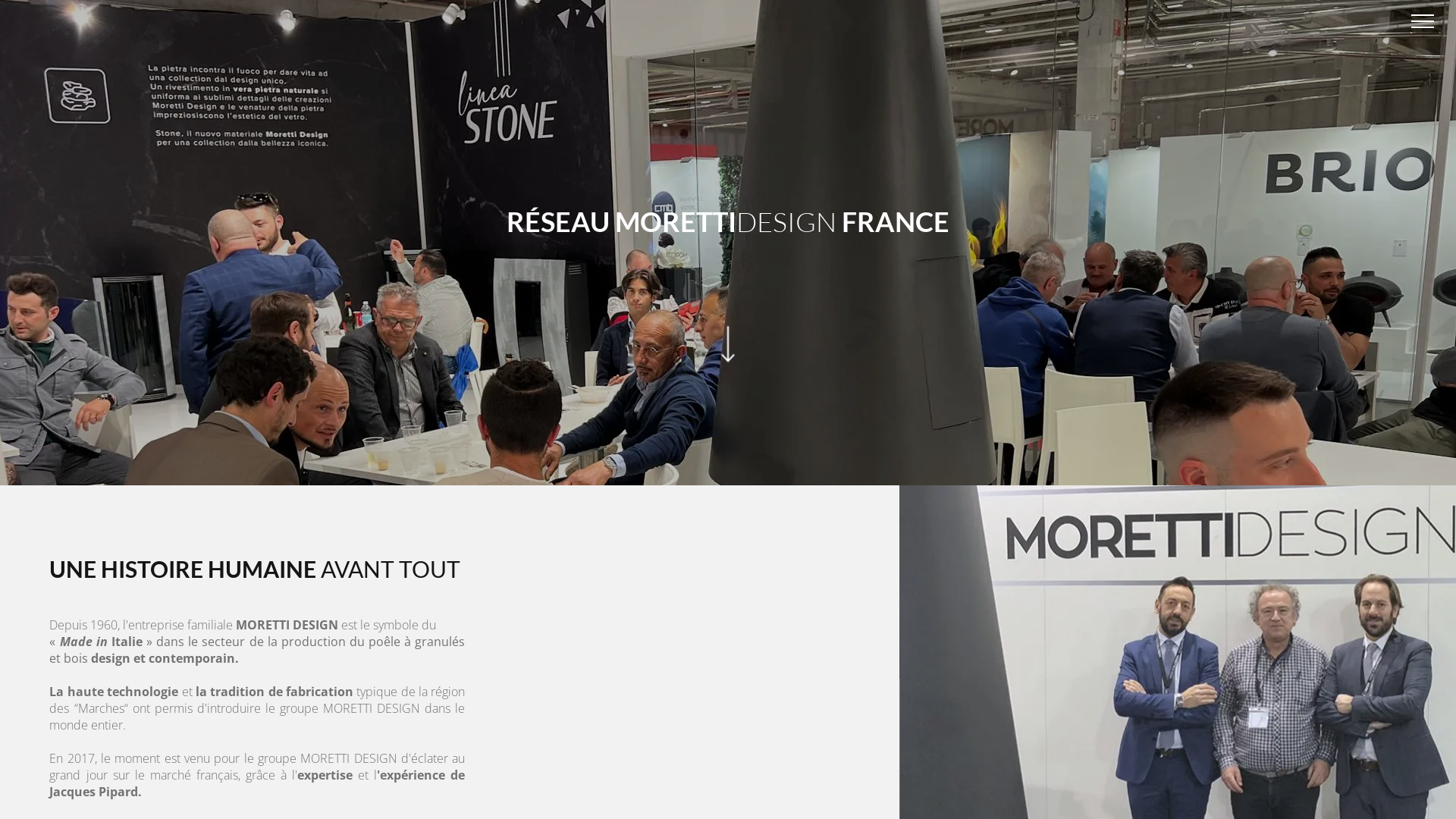 Capture d'écran de Réseau MORETTIDESIGN France, Revendeurs Poêles, Cheminées, Chaudières.