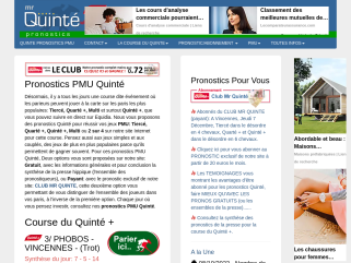 Mr Quinté Pronostics, expertise des courses pmu, particulièrement le Quinté +.