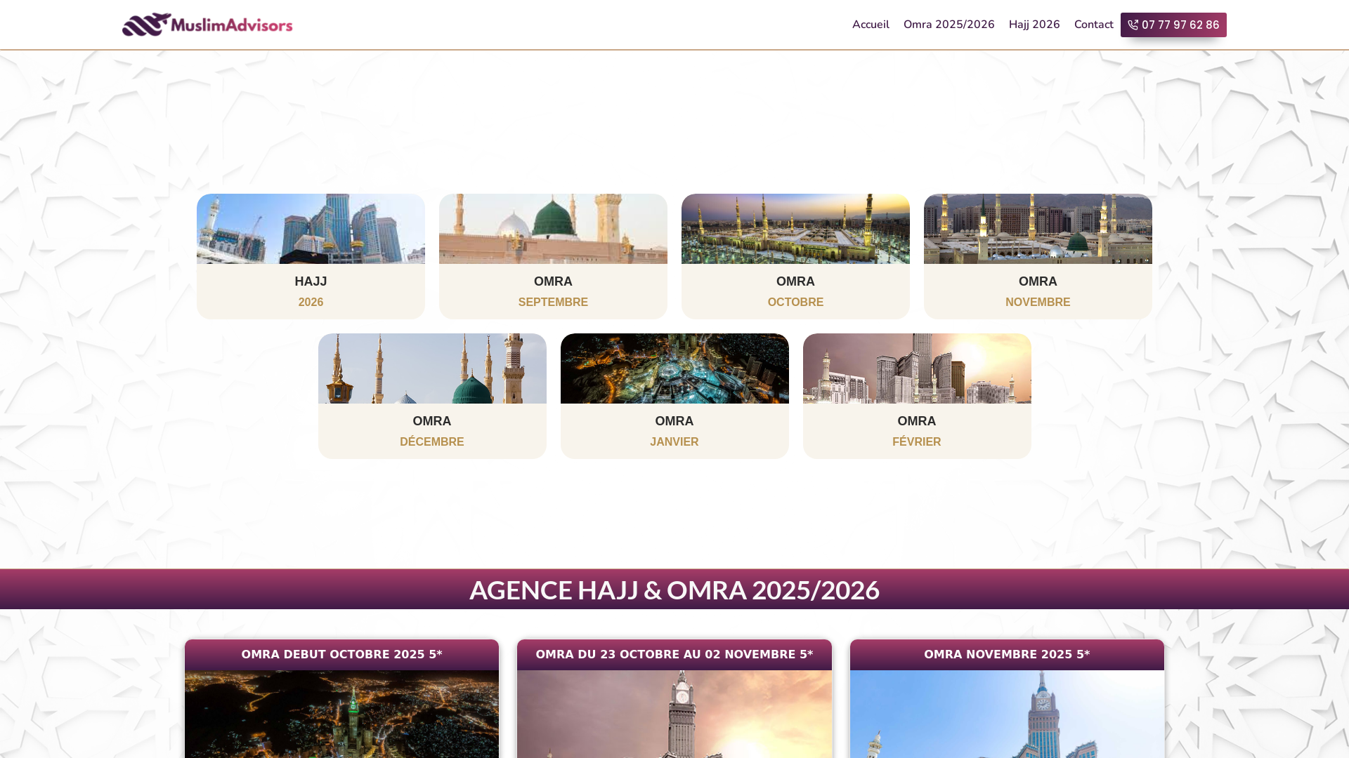 Capture d'écran de OMRA 2022-OMRA 2023 - Muslim Advisors

