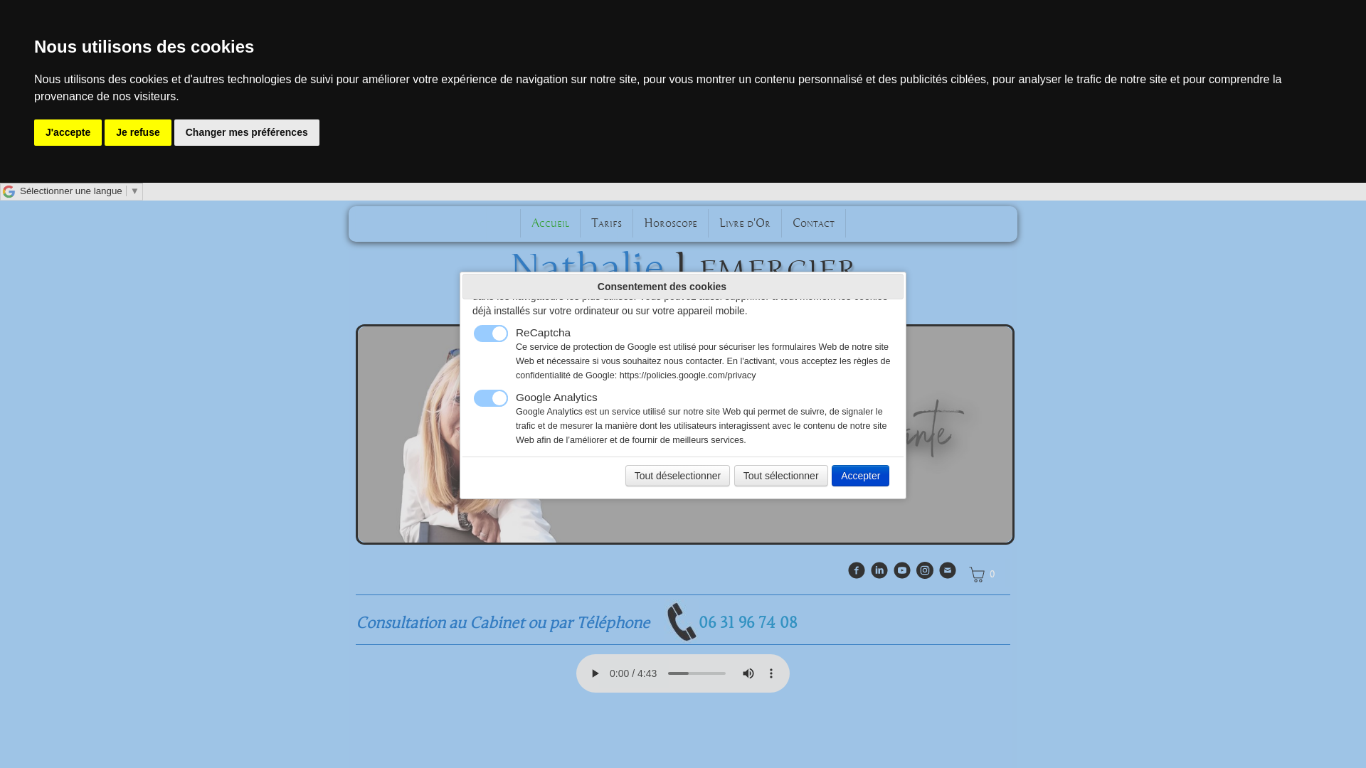 Capture d'écran de Nathalie Lmercier Voyance