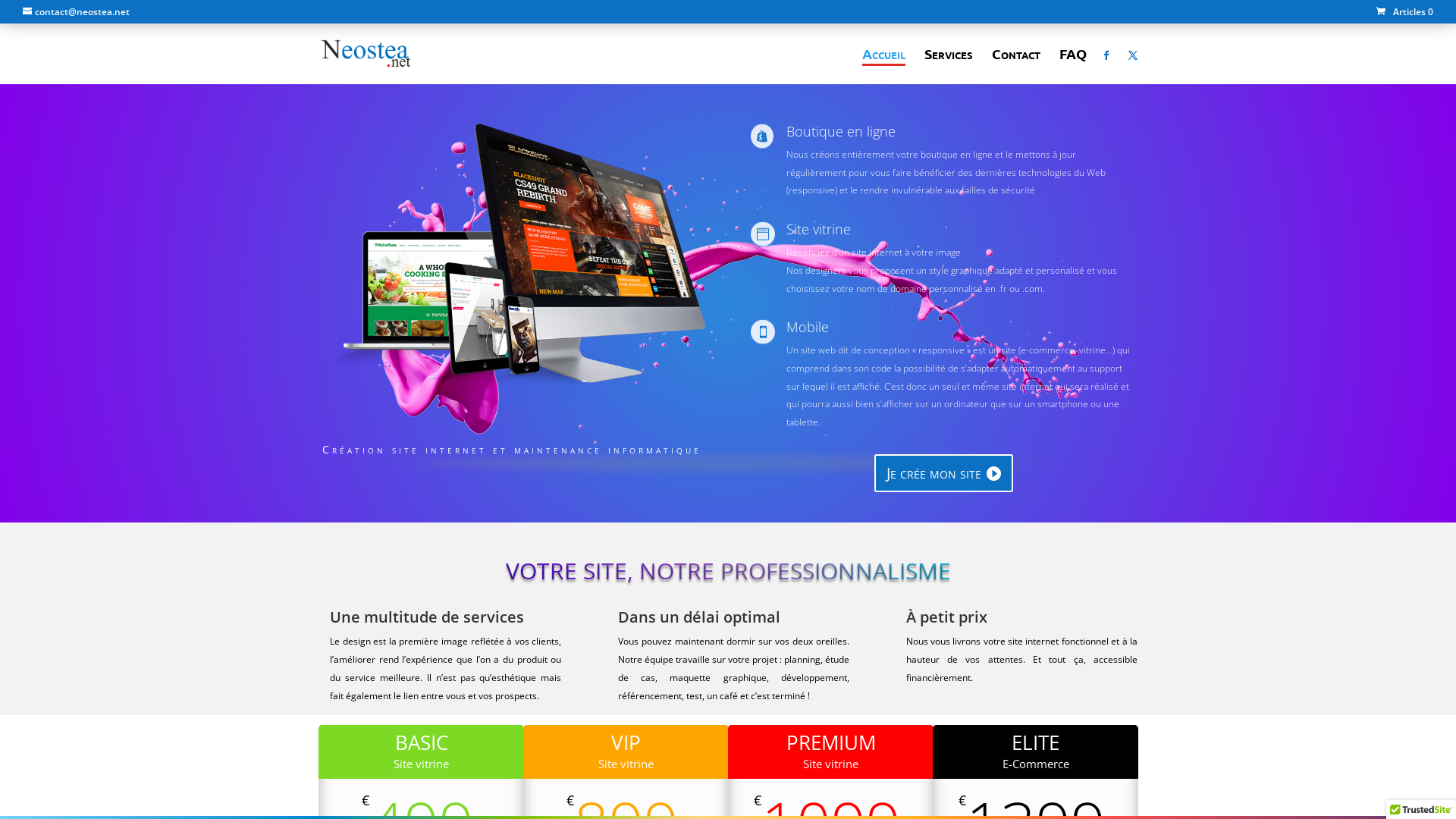 Capture d'écran de Neostea : Création site internet, boutique en ligne et forum ...