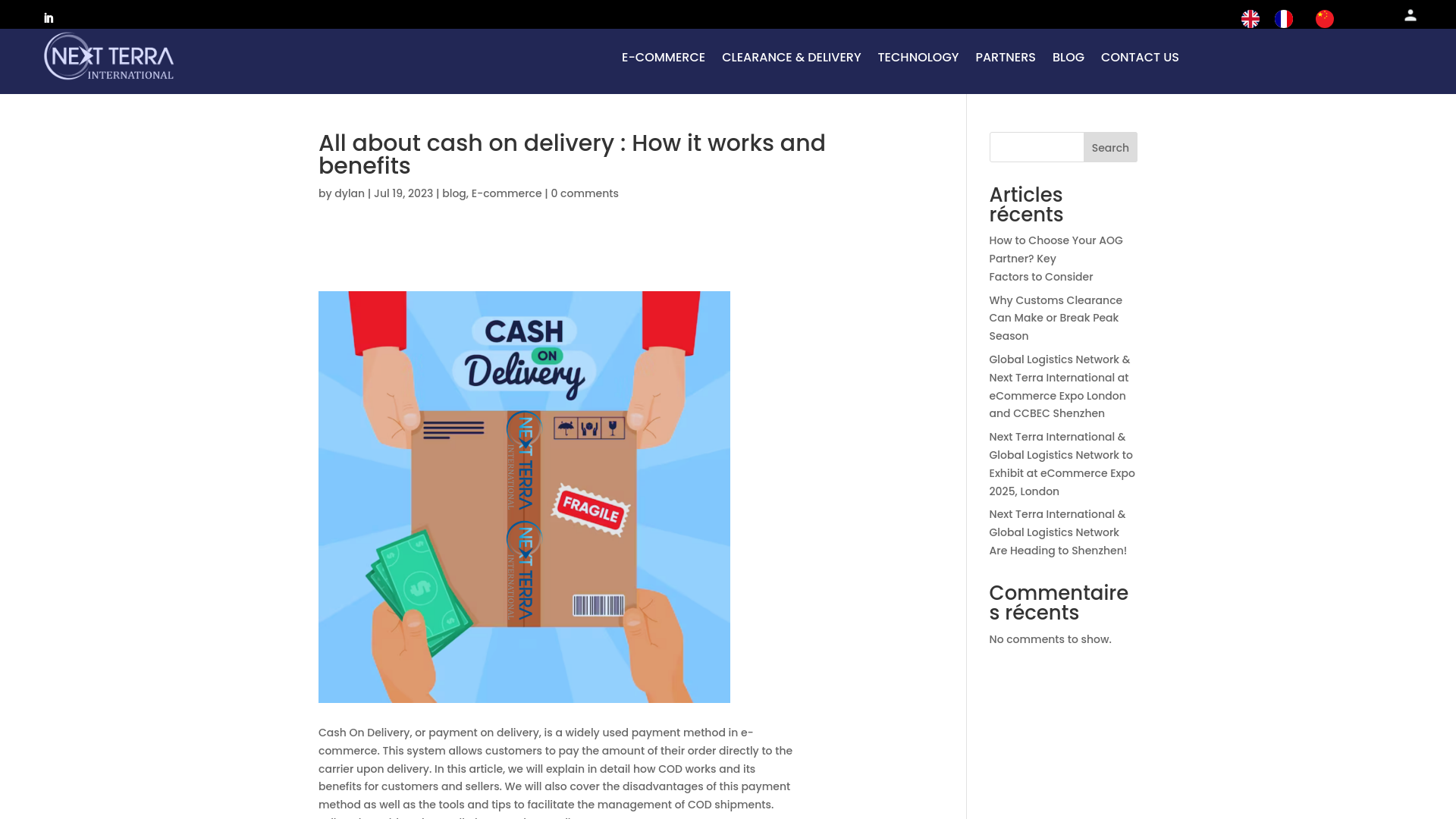 Capture d'écran de Specialist in e-commerce logistics and transport solutions/ We offer CASH ON DELIVERY services