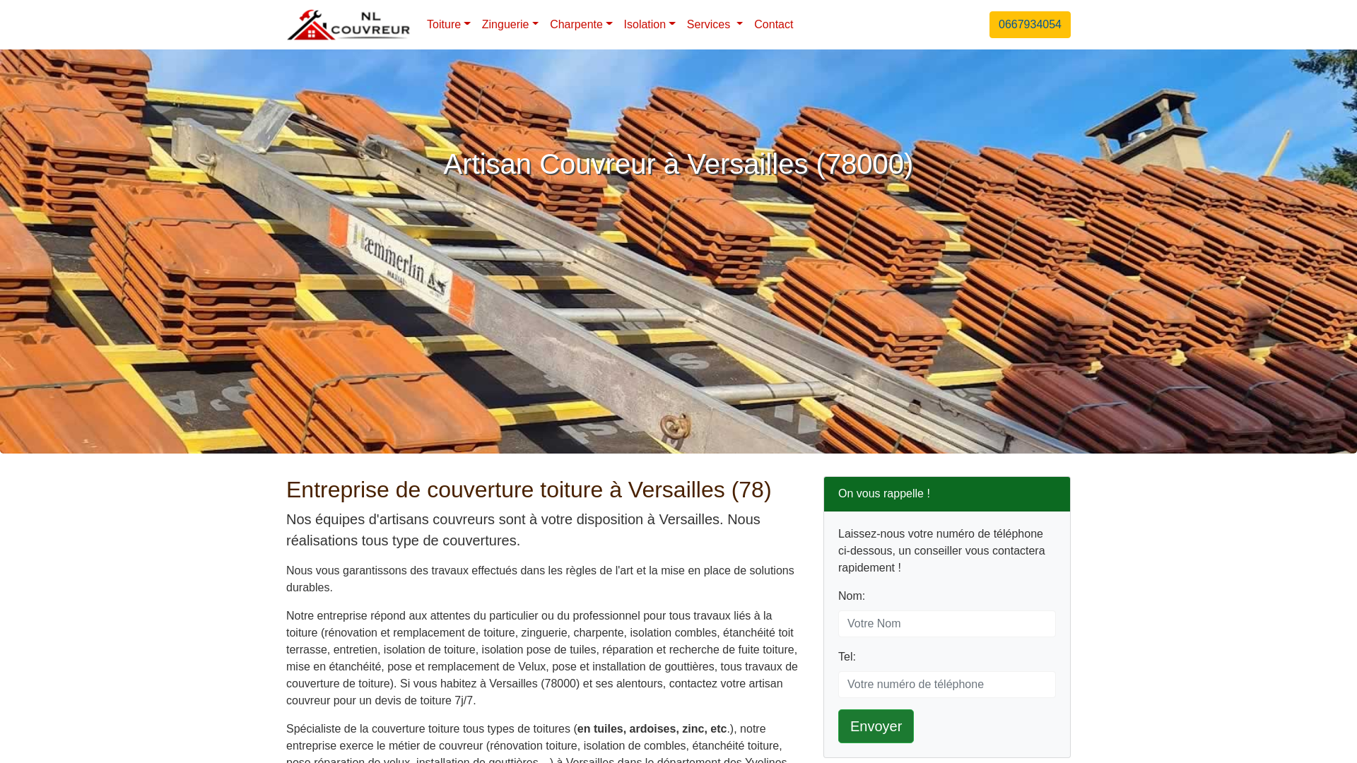 Capture d'écran de Couvreur Versailles 78000: Entreprise de couverture toiture