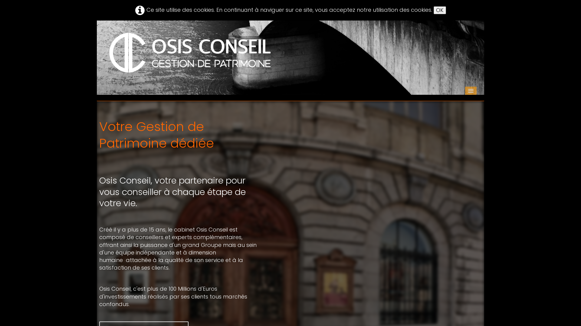 Capture d'écran de Osis Conseil, cabinet de gestion de patrimoine financier et immobilier