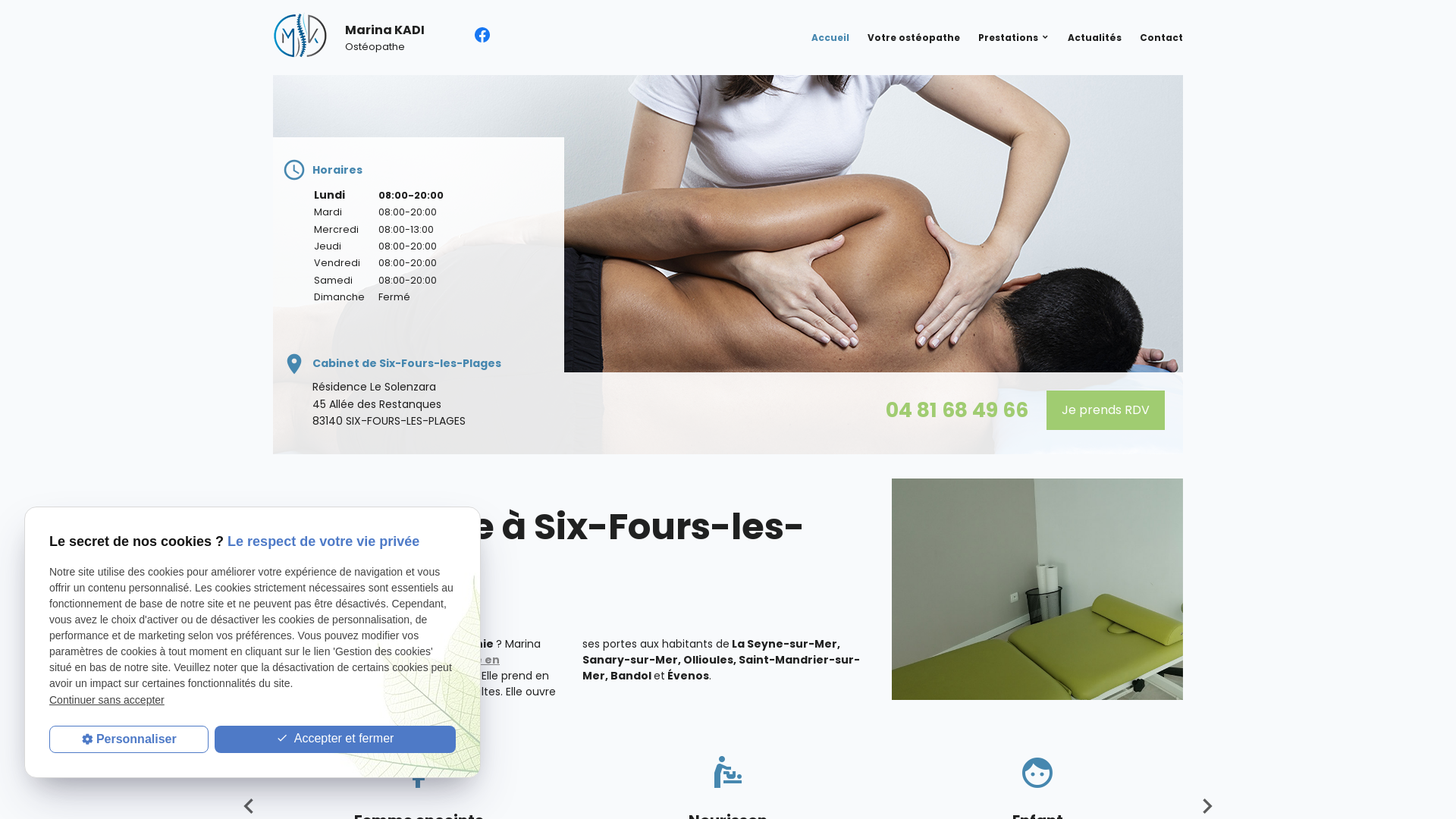 Capture d'écran de Site internet ostéo