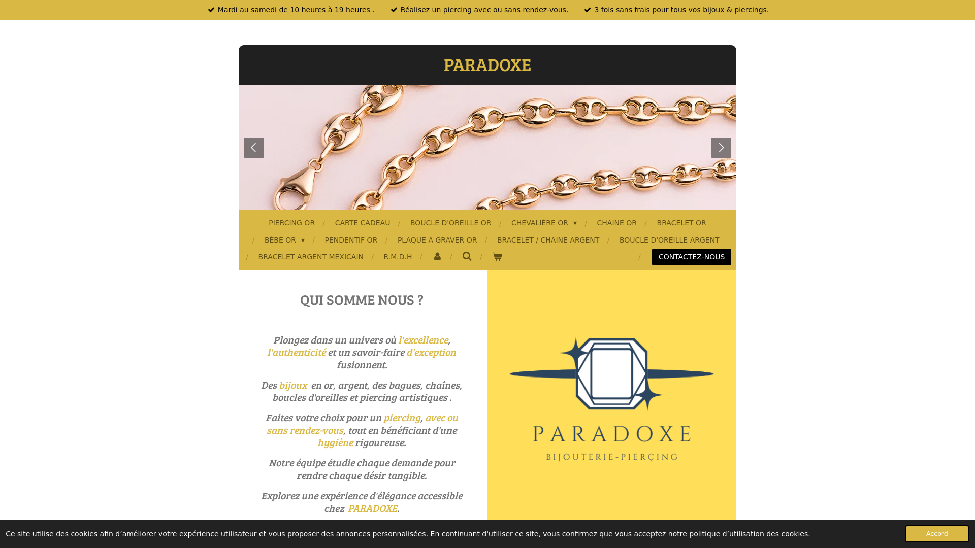 Capture d'écran de Paradoxe Bijouterie & piercing prenium .