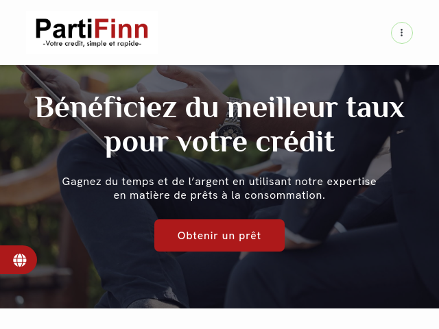 Capture d'écran de Crédit en ligne rapide suisse | Prêt personnel immédiat – Partifinn