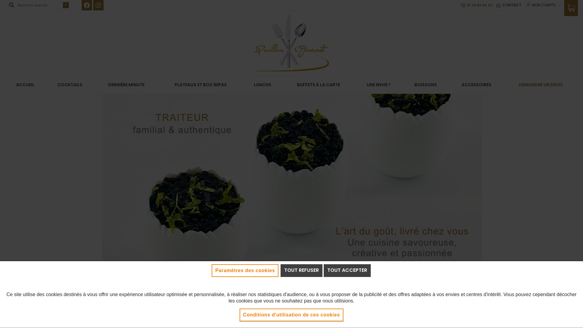 Capture d'écran de PAVILLON GOURMET - traiteur Paris, mariage, cocktail, buffet, réception, livraison plateaux repas